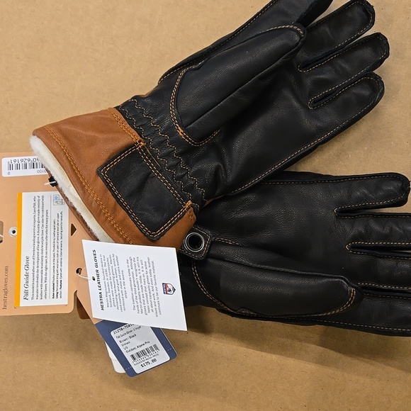 Hestra Tan and Black Leather Gloves - Picture 2 of 3